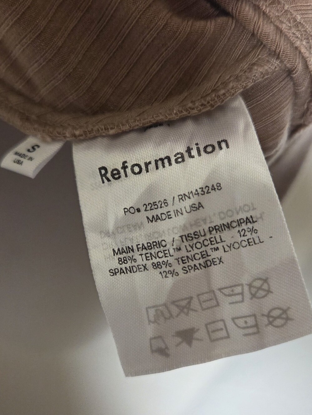 Reformation Amy Knit Dress Beige Tan Button Body Con Women's Small Long Sleeve - Picture 4 of 7